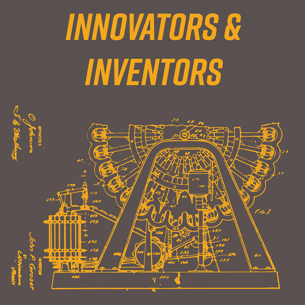 Innovators and Inventors exhibit logo - drawings for first ice cream making machine.